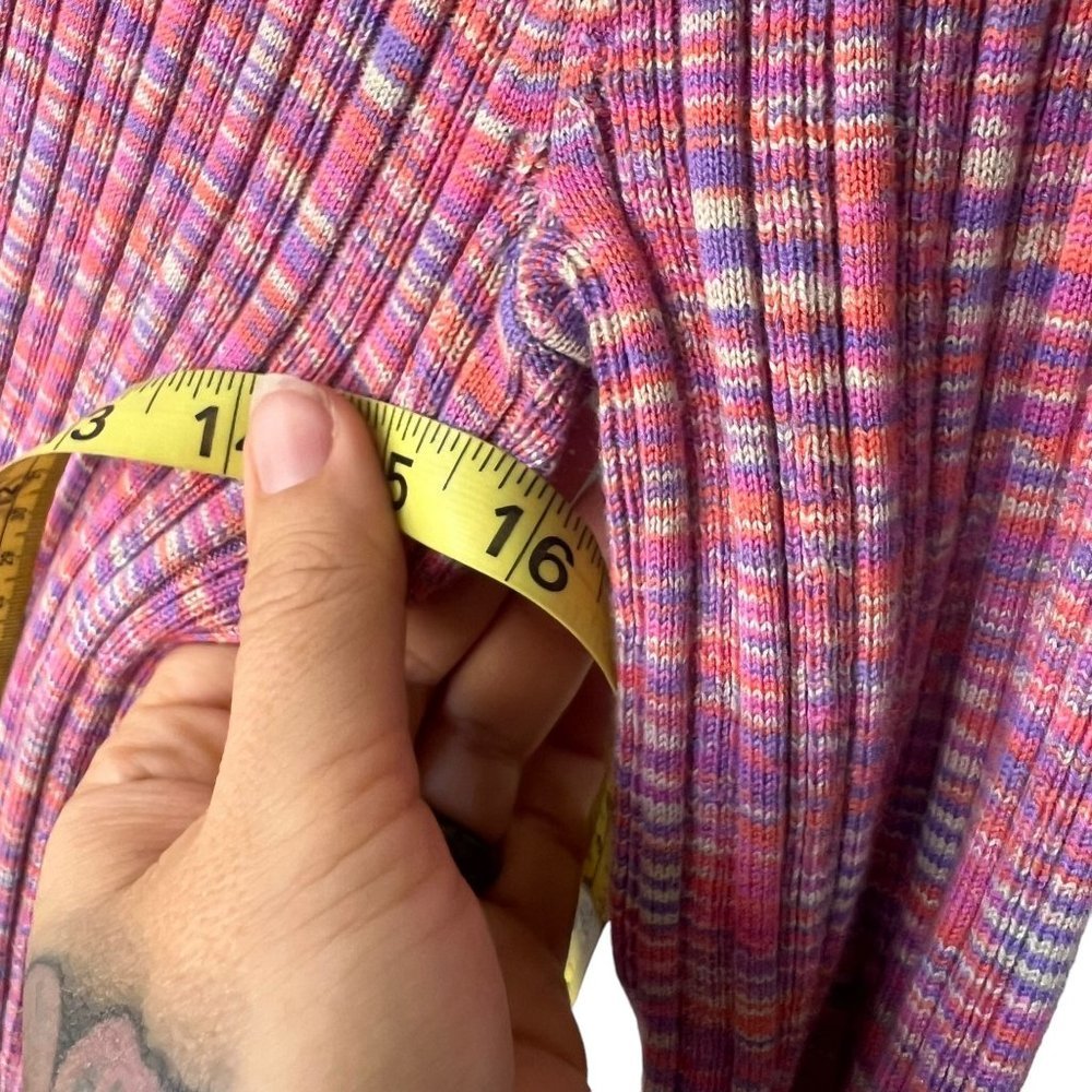 Sundance Pink Multicolor Static Print Half Sleeve Ribbed Henley Top Medium - Picture 7 of 7